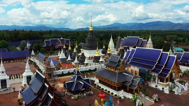 Aerial view of temple in Chiang mai, Thailand.