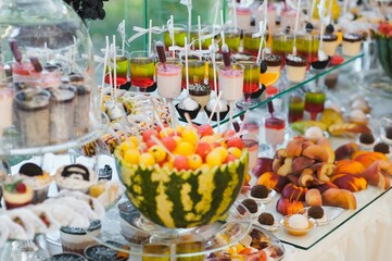 Many small desserts close together