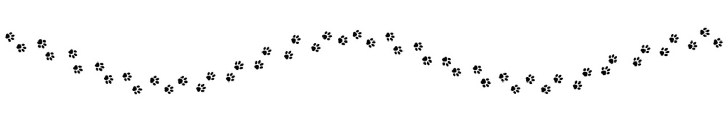 Spur aus schwarzen Katzenpfoten-Abdrücken