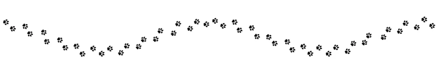 Foto op Plexiglas Spur aus schwarzen Katzenpfoten-Abdrücken © blobbotronic