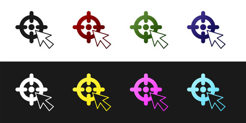 Set Target financial goal concept icon isolated on black and white background. Symbolic goals achievement, success. Vector