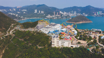 Aerial view of an Ocean Park in Hong Kong