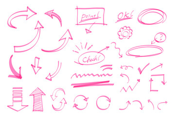 A set of handwritten arrow illustrations that look like they were drawn with highlighters