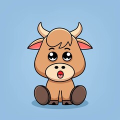 cute buffalo cartoon illustration