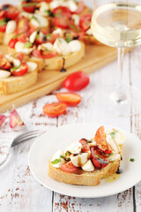 Italian bruschetta with tomatoes and mozzarella