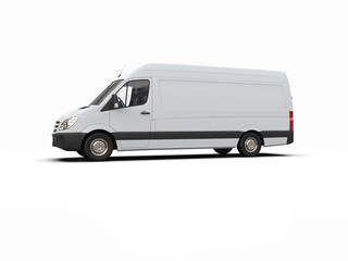 White Commercial Delivery Truck isolated on White Background