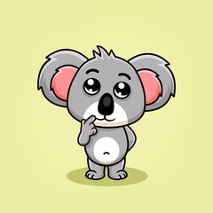 cute koala cartoon thinking illustration © hesti12