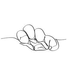 Baby in womb one single line drawing. Cute unborn fetus baby on mother womb isolated on white background. Pregnancy health care concept. Minimalism style.