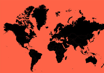 Weltkarte mit rötlichem Hintergrund