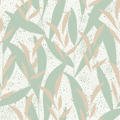 Trendy seamless botanical pattern. Contemporary background with floral minimalist shapes. Modern vector illustration perfect for prints, fabric, wrapping paper, textile, wallpaper.