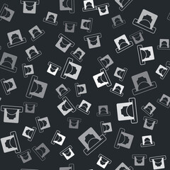 Grey ATM - Automated teller machine and money icon isolated seamless pattern on black background. Vector