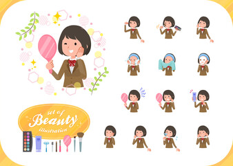 flat type school girl beige Blazer_beauty