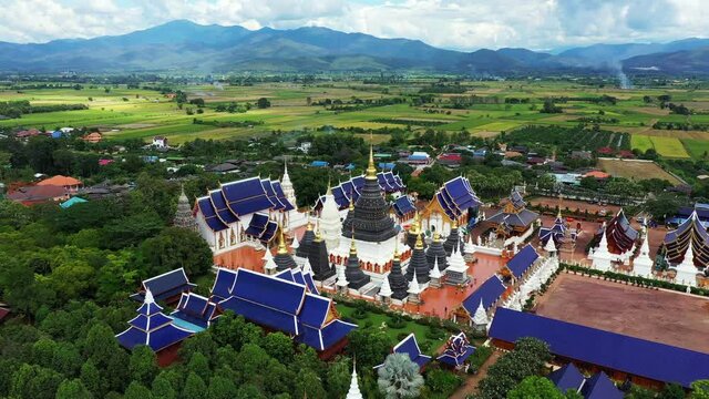 Aerial view of temple in Chiang mai, Thailand.