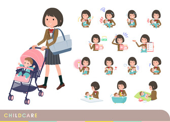 flat type school girl beige Blazer_childcare