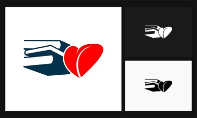 heart and book concept design logo