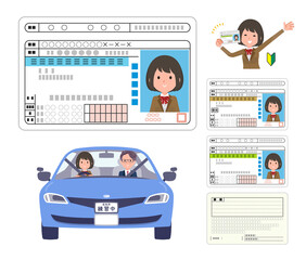 flat type school girl beige Blazer_Drivers-license