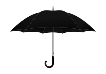 Black umbrella rain protection template on white background