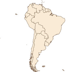 Karte von Südamerika mit Umrissen