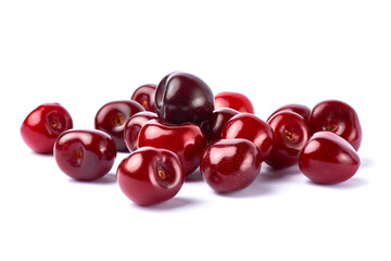 sweet cherry fruits isolated on white background