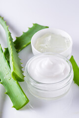 natural aloe vera cream on a white background