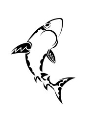 Tribal tattoo design for shark with ethnic Polynesian tribal elements