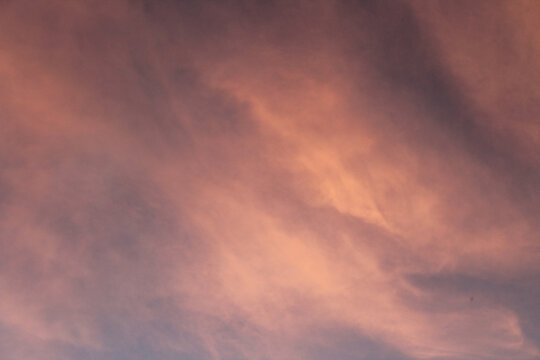 Shot of fluffy pink clouds in the sky
