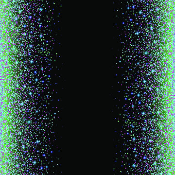 Green Glitter Sparks. Shiny Confetti And Glowing Lights. Vector Illustration.
