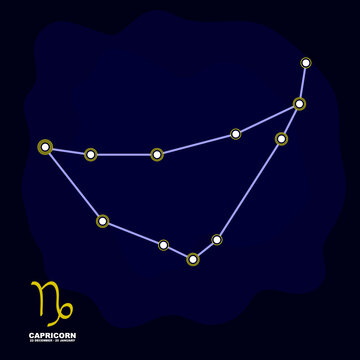 vector image with Capricorn zodiac sign and constellation of Capricorn for your project