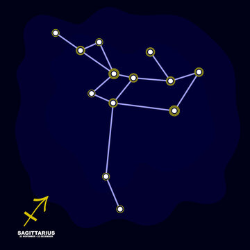 vector image with Sagittarius zodiac sign and constellation of Sagittarius for your project