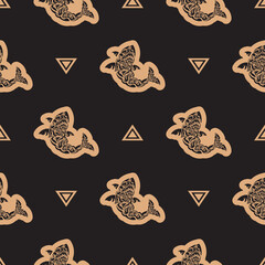 Seamless luxury dark pattern with sharks. Good for backgrounds, prints, apparel and textiles. Vector