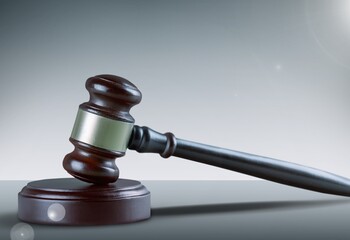 Wooden judge gavel, justice concept