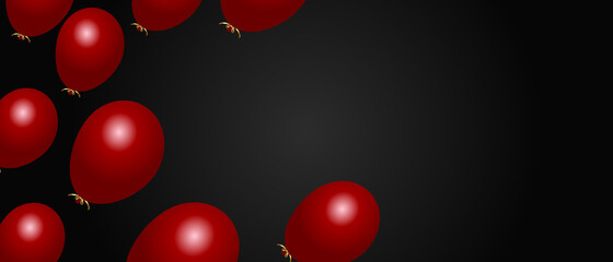 Red and black balloons, realistic vector illustration