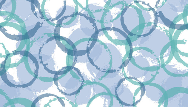 Allover watercolor circles geometry fabric print. Round shape splotch overlapping elements vector