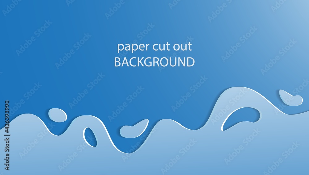 Wall mural abstract paper cut out background for design in blue colors