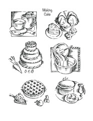 Making baked cakes and pies