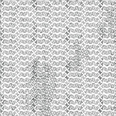 Background with repeating symmetric uneven black and white elements. Abstract material for fabric. 