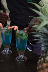 Blue Cocktail drink made in Mombasa, Kenya