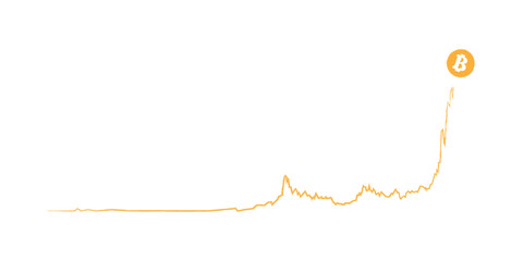 Bitcoin graph all time concept in flat design, Cryptocurrency vector illustration.