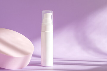 Cream product presentation, cosmetics branding, lotion, peptide, collagen, hyaluronic acid on podium pedestal showcase. Beauty skincare cosmetic mockup. Minimal template, cosmetics brand packaging