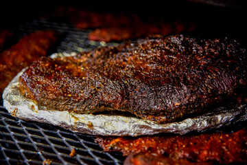 Close-Up Of Meat On Barbecue Grill