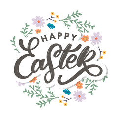 Happy Easter day background with frame flowers