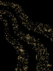 Memphis style geometric confetti vector background of triangle circle square shapes, chevron wavy lines.