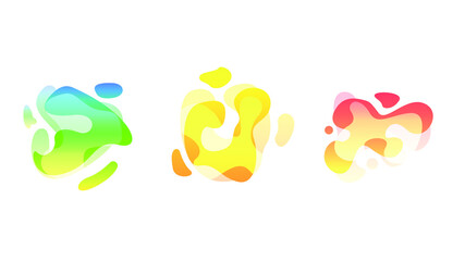 Abstract Set Liquid Color Collection Geometric Shapes Fluid Gradient Dynamic Elements Banner Logo Vector Desgin Style Trendy