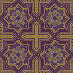 Luxury italian maiolica tile seamless ornament. Geometric texture vector motif. Carpet print design. Stylish italian mayolica tilework infinite pattern. Interior decoration print.