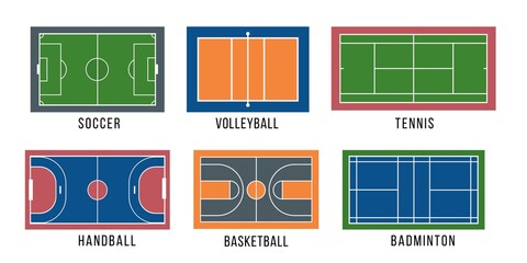 Sport court set top view vector illustration.
