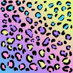 Seamless Neon Leopard Pattern, cute Rainbow Seamless Pattern.