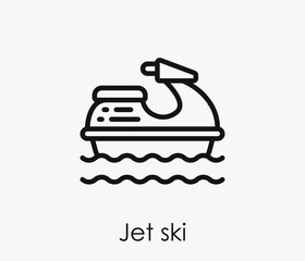 Jet ski vector icon.  Editable stroke. Linear style sign for use on web design and mobile apps, logo. Symbol illustration. Pixel vector graphics - Vector