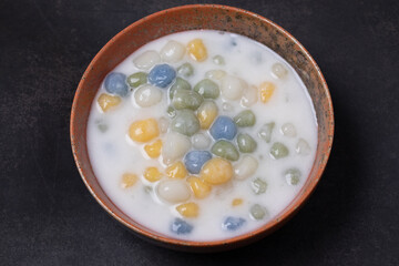 bualoy tricolor coconut milk dessert Thai dessert Top view