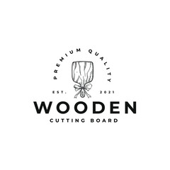Wooden Cutting Board With Ribbon Logo Template Illustration Icon 