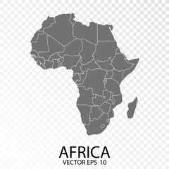 Transparent - High Detailed Grey Map of Africa. Vector Eps 10.